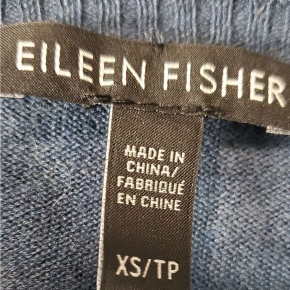 Eileen Fisher Blue Organic Cotton & Wool Blend Sweater - Picture 5 of 6